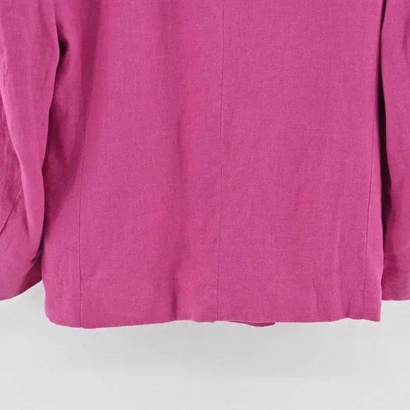 FARM RIO Womens Oversized Linen Blazer Size M Pink Single Breasted Shoulder Pads - Picture 13 of 13